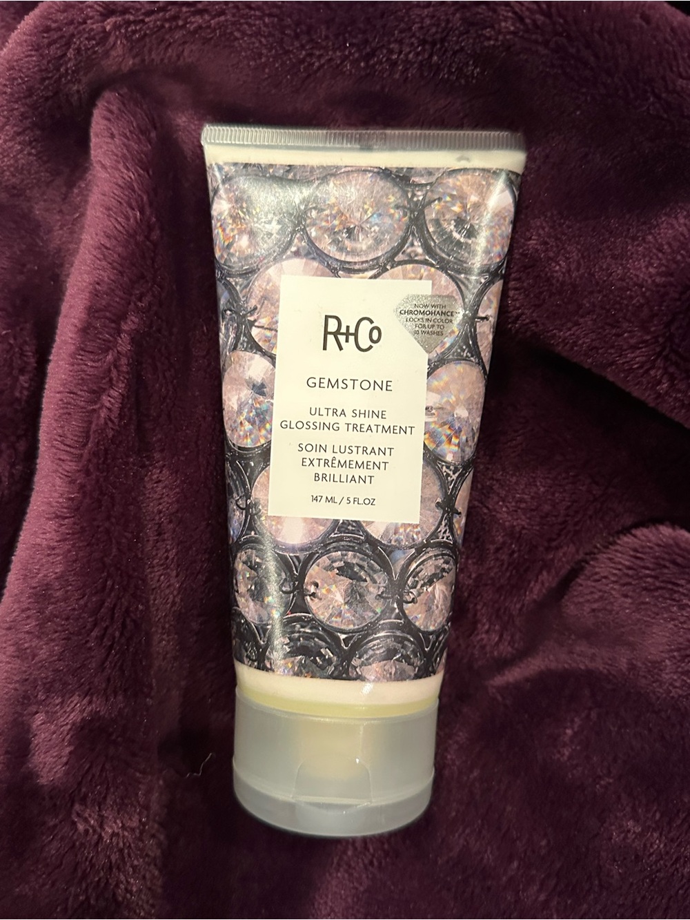 R+Co Gemstone Ultra Shine Glossing Treatment - Pink/Purple Packaging